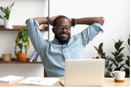 Man behind computer